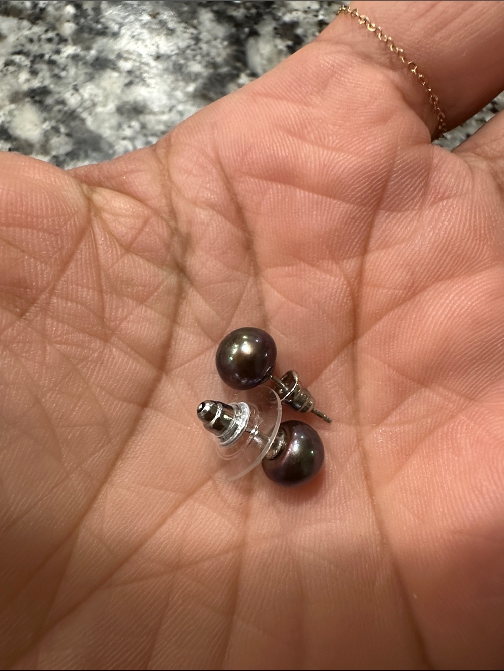 Classic Black Pearl Stud Earrings - Unbranded